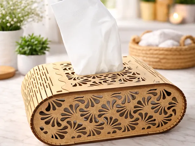 Taschentuchbox aus Holz – filigran gelasert, für kleine Taschentuchboxen